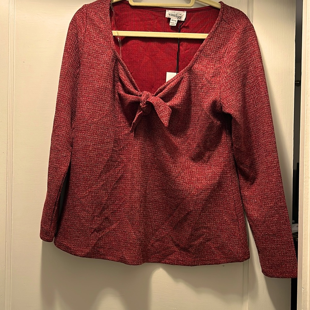 Unique Vintage glitter tie front top